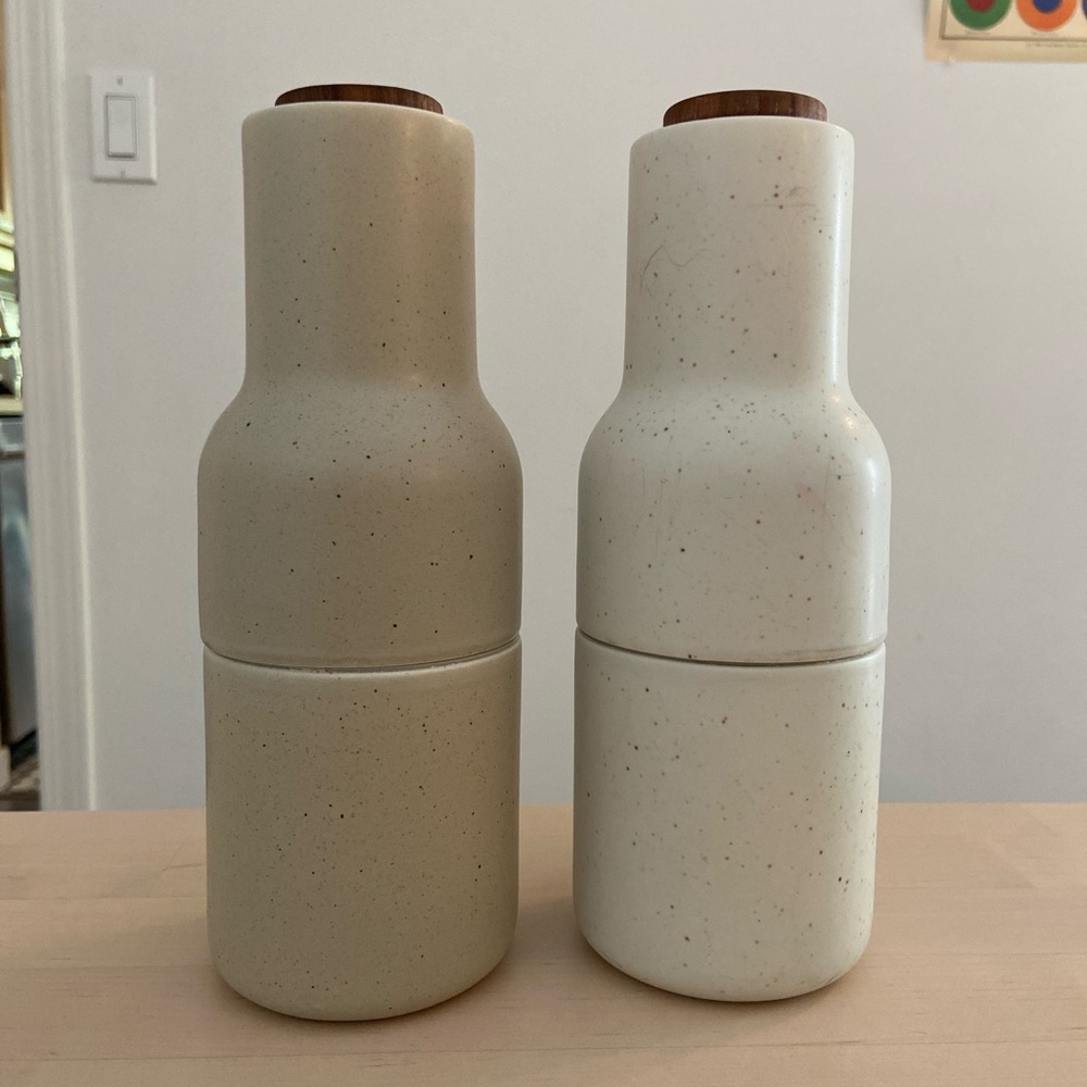 Set of Two Ceramic Salt and Pepper Grinders, Audo Design